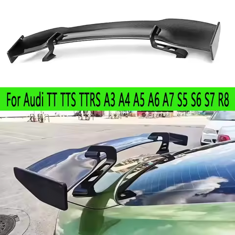 For Audi TT TTS TTRS A3 A4 A5 A6 A7 S5 S6 S7 R8 Carbon Fiber Tail fins Rear Trunk Spoiler Guide Wing