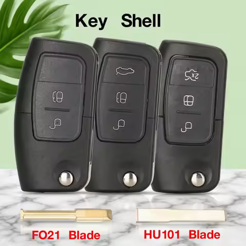 jingyuqin 2/3BTN Flip Remote Car Key Shell For Ford fusion Focus Fiesta MK7 Mondeo MK3 MK4 Galaxy Ra