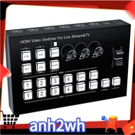 -Compatible Video Mixer Switcher 4-Channel Multi-View -Compatible Video Switcher for Live Streaming 