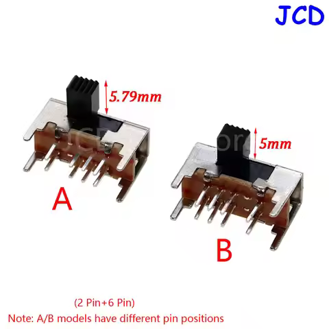10-100Pcs K23D05 G6 Panel PCB 8 Pin 3 Position 2P3T DP3T Slide Switch Side Knob Straight Foot Switch