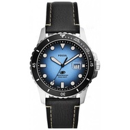 [Powermatic] Fossil Blue Dial Black LiteHide FS5960 Leather Strap Quartz Mens Watch