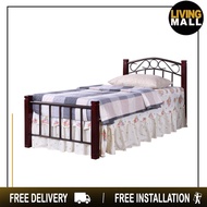 Living Mall Adaline Single Size Metal/Wood Bed Frame with Mattress