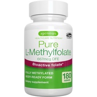 Igennus Pure Methylfolate 667 mcg DFE, Clean Label, Optimized Folate 400 mcg, MTHFR Supplement for W