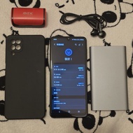 Samsung Galaxy A12 黑色 連 玻璃貼 機套 小米10000mAh外置電源 無線藍牙耳機 有線3.5mm耳機