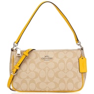 Coach Handbag Top Handle Pouch Light Khaki / Canary Yellow / Silver # F58321