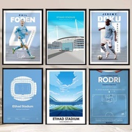 Manchester City Haaland Foden Decorative Canvas Painting Football Poster