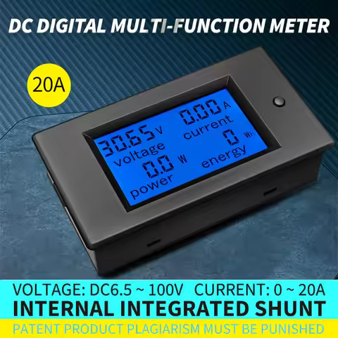 Peacefair PZEM-031 Digital Wattmeter Voltmeter Ammeter DC 6.5-100V 4in1 LCD Voltage Current Power En