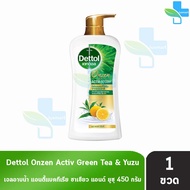 Dettol Onzen Activ-Botany เดทตอล เจลอาบน้ำ ส้มยูสุ ชาเขียว 450 มล. [1 ขวด สีขาว] ครีมอาบน้ำ สบู่เหลวอาบน้ำ แอนตี้แบคทีเรีย 1001