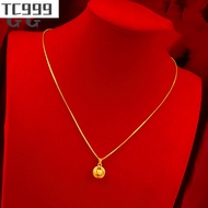 Hot Sale New Couple Necklace Pure 18k Pawnable Saudi Gold Fashion Hollow Flower Round Hydrangea Pendant Female Jewellery Birthday Wedding Engagement Gifts Chain and Asasangla Smooth Transfer Beads Good Luck Fashion Necklace for Women