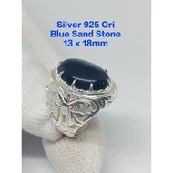 Blue Sand Stone Cincin Silver 925 Saiz batu:18 x 13mm