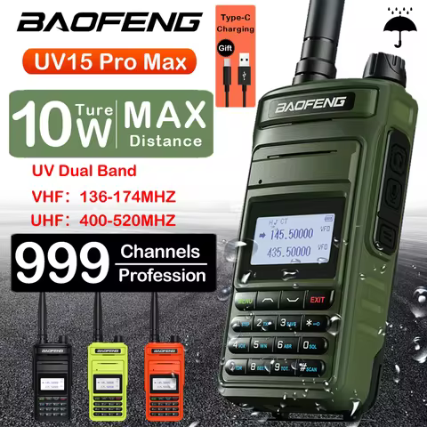 2026 Baofeng UV15 Pro Max True 10W Long Range FM Walkie Talkie 999 Channel Dual Band CB Ham Radio Ty