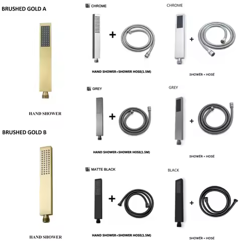 Brushed Gold Handheld Shower Head Bathroom Black Chrome White Gray Stainless Steel Shower Spray Show