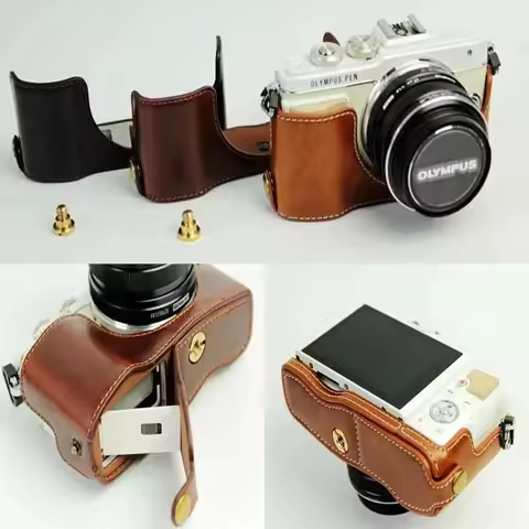 Camera PU Leather Half Body Case For Olympus EPL7 EPL8 EPL9 EPL10 Battery Opening Bottom Bag Cover