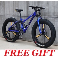 Fat Bike 24 26 Inch MTB Mountain Bike 4.0 Tires 21 Speed Rim/3 &amp; 5 Spoke Basikal Murah (F05)