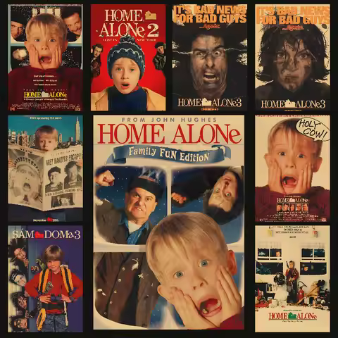 Home Alone Movie Poster Self-adhesive Art Waterproof Paper Sticker Coffee House Bar Room Wall Decor