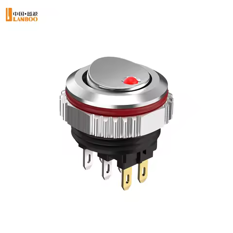 LANBOO CX16mm Circular Rocker Button Switch 2NO/2NO2NC button switch R/G/B/Y/W 5-24V/220V 2 Normally
