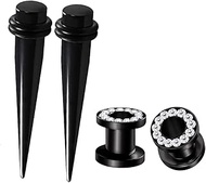 1G/7MM,9MM 316L Surgical Steel Ear Tapers Crystal Screw Plugs Tunnel Ear Expander Stretcher Piercing