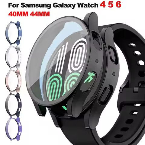 Tempered Glass+PC Cover for Samsung Galaxy Watch 4 5 6 44mm 40mm All Coverage Protective Bumper Case