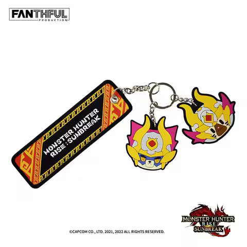 Anime Monster Hunter Rise Dawn Follower Elu Cat Tooth Hound Combination Keychain Pendant Birthday Gi