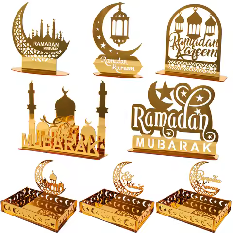 Eid Mubarak Acrylic Ornaments Ramadan Decoration For Home 2025 Ramadan Kareem Islam Muslim Party Sup