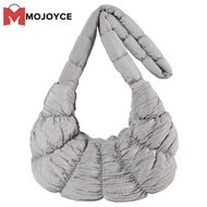 MOJOYCEWomen Pleated Underarm Bag Puffer Armpit Bag Large Capacity Casual Satchel Bag Solid Color Cotton Quilted Dumpling Bag