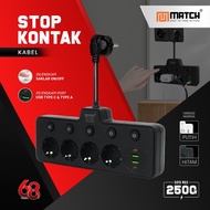 Stop Kontak MATCH Switch 2 3 4 Holes Hanging USB Charge Type C LED Night Light Electrical Plug