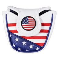 Golf Putter Headcover USA FLAG Mallet Putter Headcovers Golf Club Head Cover Embroidery PU Leather Magnetic