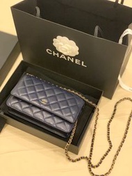 Chanel WOC 深藍 魚子醬皮 銀扣