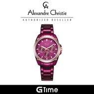 [Official Warranty] Alexandre Christie 8667BFBRDRE Women's Purple Dial Stainless Steel Strap Watch