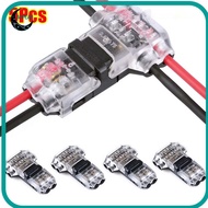 APPEAR 1/5Pcs Pluggable Wire Connector, 2 Pin Low Voltage Electrical Cable Crimp,  T Type No Strippi