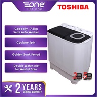 Toshiba 7.5KG Semi Auto Washing Machine VH-H85MM | Twin Tub Washer | Washer | Mesin Basuh *Larger Th