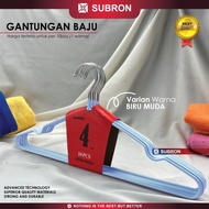 SUBRON 10pcs Hanger Gantungan Baju Pakaian Stainless Tebal 3mm Karet Warna Kait Kawat
