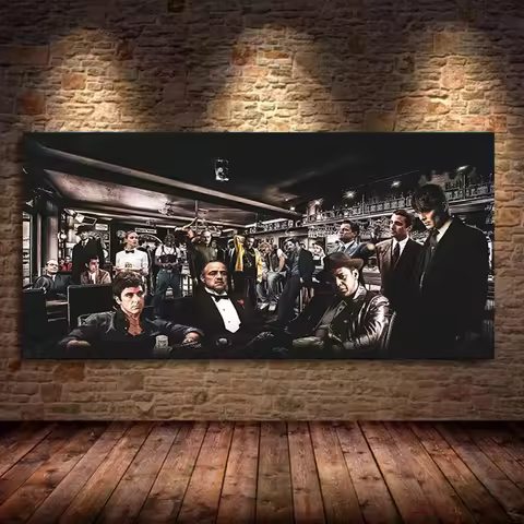 Movie Character Godfather ,Pulp Fiction,Scarface Party Poster and Print Canvas Painting Wall Art Pic