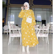 Midi dress  100% Realpict/ Midi Dress Muslim / Midi dress Rayon/ midi dress hitam / Midi Dress Korea /Midi Dress motif / Mididress Wanita / Midi Dress