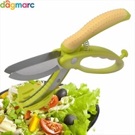 DAGMARC Salad Scissors, Stainless Steel Double Blades Salad Chopper, Two In One With Spring-Loaded S
