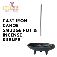 SI Cast Iron Canoe Smudge Pot &amp; Incense Burner