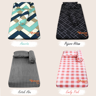 Sprei 90x200 Single Aesthetic Motif Kotak Kotak Sudut Karet