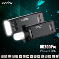 [topk1] Godox AD200Pro Pocket Flash Portable Wireless TTL with Changeable Head (Speedlite/Bare Bulb)