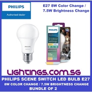 2 Pack-Philips LED SceneSwitch E27 Bulb Color Change