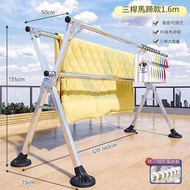 特粗加厚全鋼三桿1.6米/2.0米/2.4米 防風大腳 晾衫架曬衣架 掛衣架晾鞋架 可折疊+可伸縮+戶外防風 落地簡易晾衣架 Clothes drying rack 收納置物架 N-22429 D