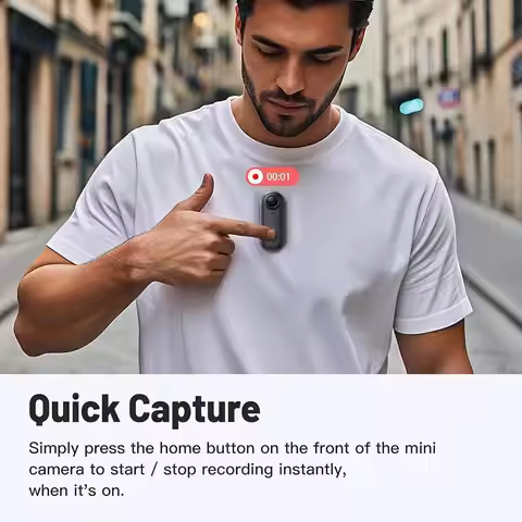 Mini Thumb Action Camera 1080P, WiFi Wearable HD Adventure Camera with Waterproof Case for Diving Vl