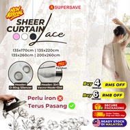 SUPERSAVE Lace Sheer Curtain Langsir Jarang Kitchen Divider Living Room Curtains Inner Layer Tirai