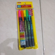 Daiso Double Fluorescent Pen 5Pc 0.7Mm Highlighters Pen