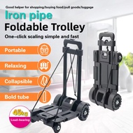 Foldable Shopping Trolley Supermarket Cart Wheels with 2 FREE Suspenable Ropes & Hooks 2-Wheels (Lig