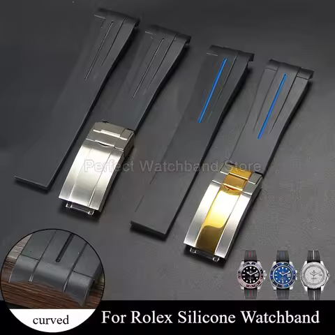 Durable Scratch-resistant Lightweight Silicone Watch Strap for Rolex Yacht-Master GMT Black Submarin