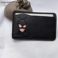 guaaa Leather Card Holder Funny Cat Mask ID Card Holder Storage Business Card Holder .