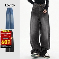 Lovito Casual Cat's Whiskers Pocket Jeans For Women L106ad1240
