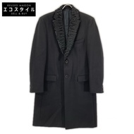 Fendi FF0107 黑色羊毛羊絨切斯特菲爾德大衣，50碼 [二手]