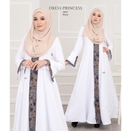 Dress Princess Jubah Putih Muslimah Haji Umrah Jubah Dress Plain Creepe Nursing Friendly Ironless Senang Gosok Berpoket
