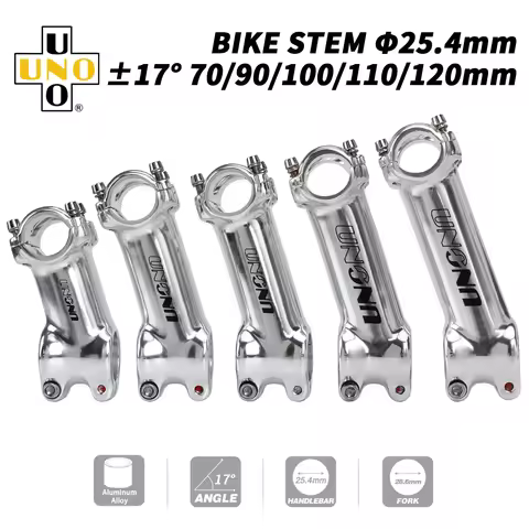 UNO 17 Stem MTB 25.4mm Road Bike Stem Riser Silver Ultralight Downhill Handlebar Extender 70-120mm B